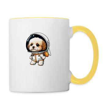 Cavachon Puppy Astronaut - Contrasting Mug - white/yellow - Right