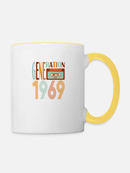 Generation 1969 - Tasse zweifarbig - Weiß/Gelb
