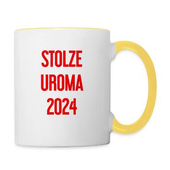Fière arrière-grand-mère 2024 - Mug contrasté - blanc/jaune - Droite