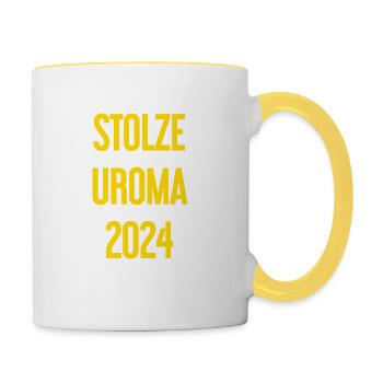 Fière arrière-grand-mère 2024 - Mug contrasté - blanc/jaune - Droite