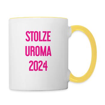 Fière arrière-grand-mère 2024 - Mug contrasté - blanc/jaune - Droite