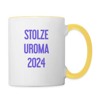 Fière arrière-grand-mère 2024 - Mug contrasté - blanc/jaune - Droite