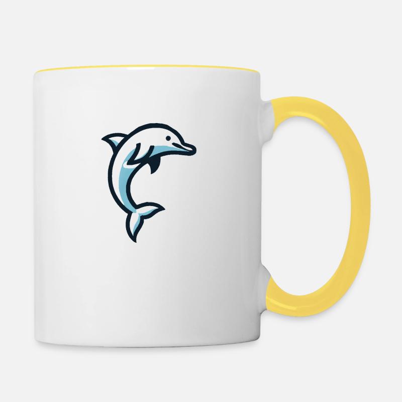 Cute Dolphin – Playful & Cheerful - Contrasting Mug - white/yellow