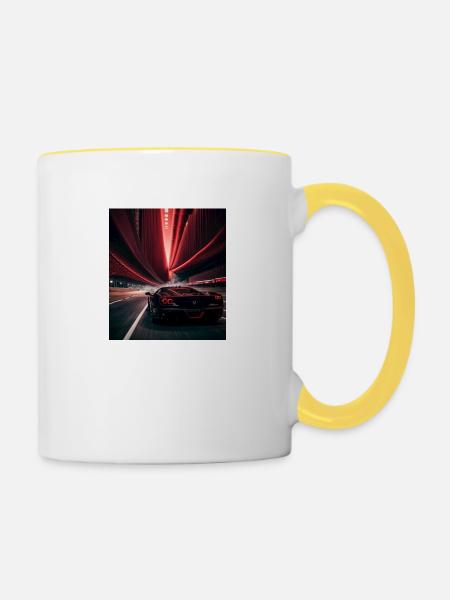 Rotes Sportauto - Tasse zweifarbig - Weiß/Gelb