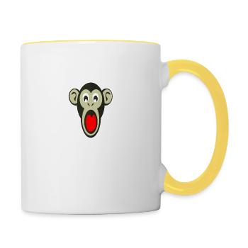 visage de singe - Mug contrasté - blanc/jaune - Droite