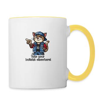 Take your bullshit elsewhere! - Contrasting Mug - white/yellow - Right