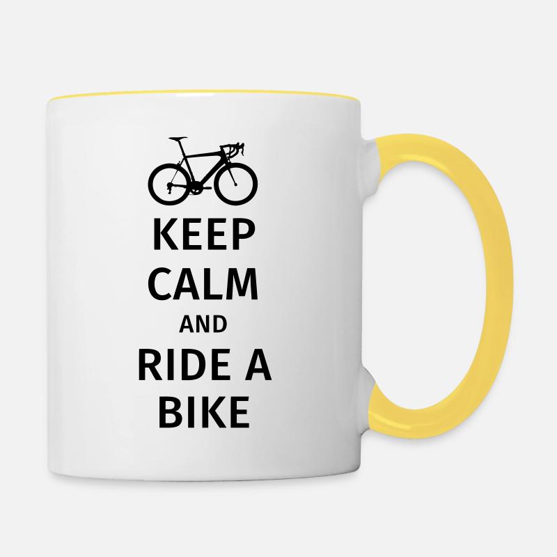 keep calm and ride a bike - Mug contrasté - blanc/jaune