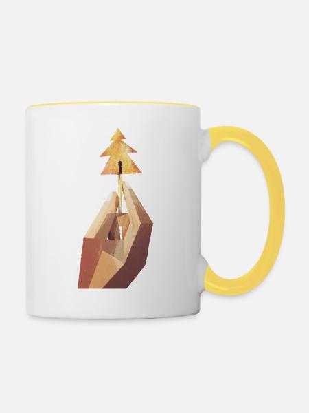Weihnachten - Tasse zweifarbig - Weiß/Gelb