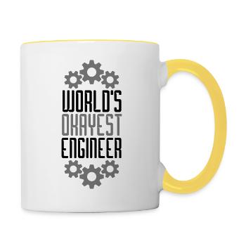 gear mechanic engineer electrician craftsman - Contrasting Mug - white/yellow - Right