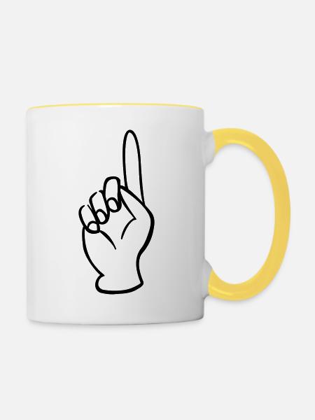 zeigefinger - Tasse zweifarbig - Weiß/Gelb