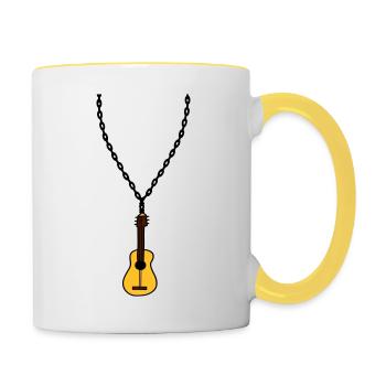 halskette schmuck gitarre lernen spielen song cool - Tasse zweifarbig - Weiß/Gelb - Rechts