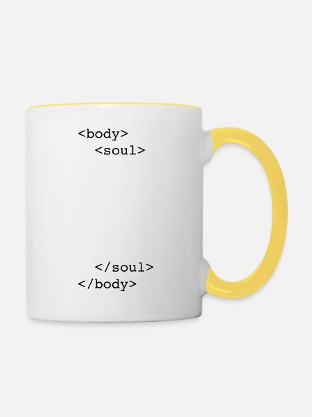html body & soul - Tasse zweifarbig - Weiß/Gelb