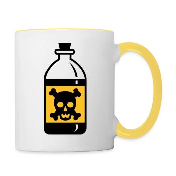 skull on poison vial - Contrasting Mug - white/yellow - Right