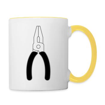 Logo Zange Werkzeug - Tasse zweifarbig - Weiß/Gelb - Rechts