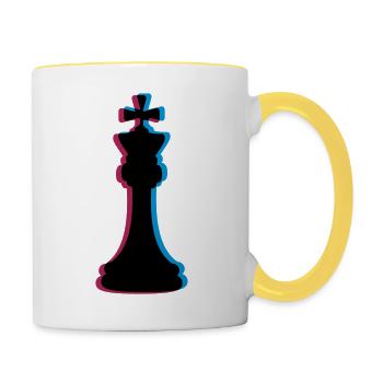 Échecs 3D effet - Mug contrasté - blanc/jaune - Droite