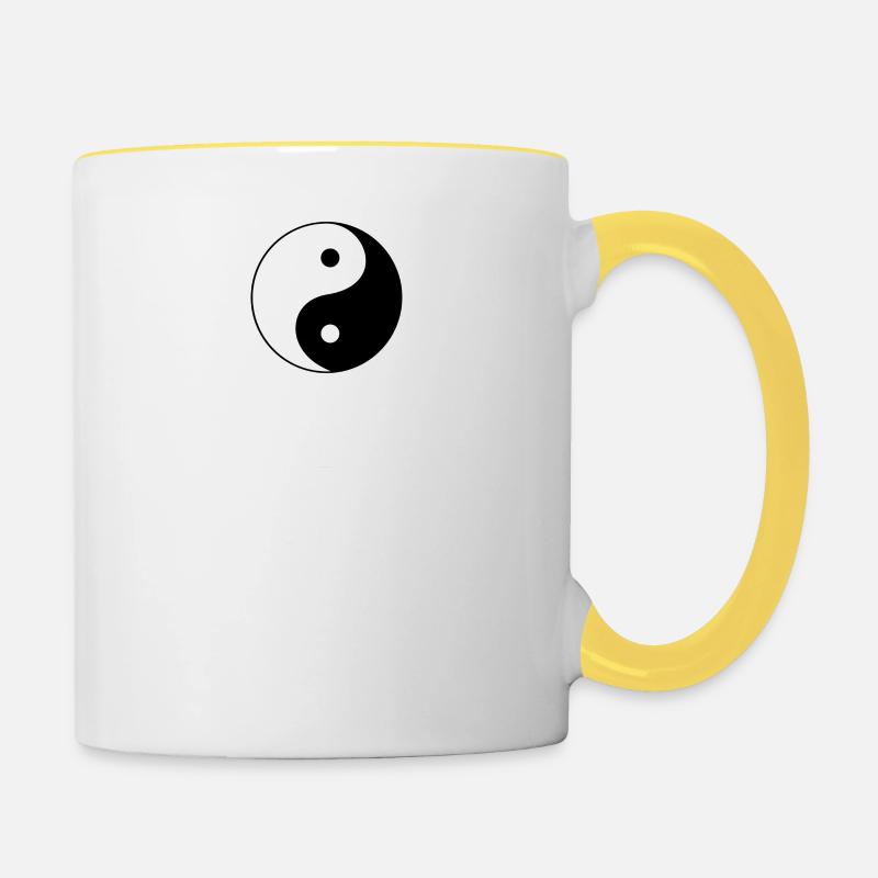 yin yang qi - Mug contrasté - blanc/jaune