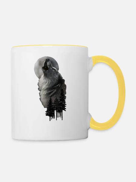 Wolv - Tasse zweifarbig - Weiß/Gelb