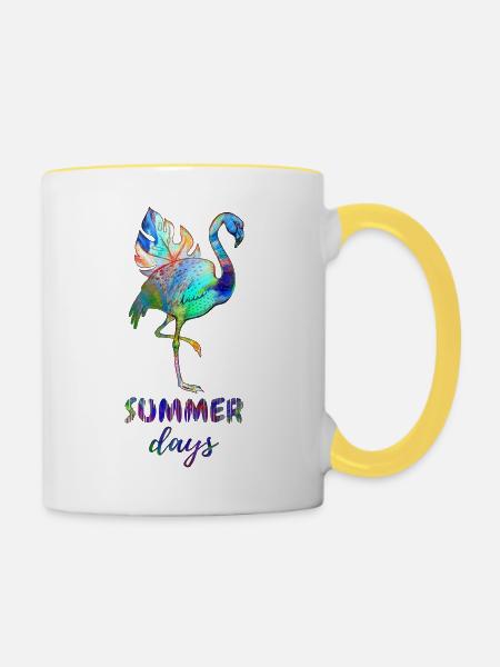 Sommerzeit - Tasse zweifarbig - Weiß/Gelb