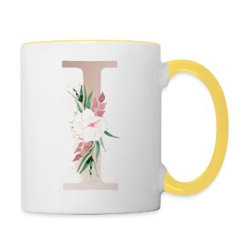 Customizable Monogram I Floral - Contrasting Mug - white/yellow - Right