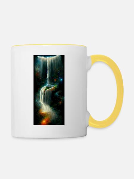 Erschaffung des Universums - Tasse zweifarbig - Weiß/Gelb