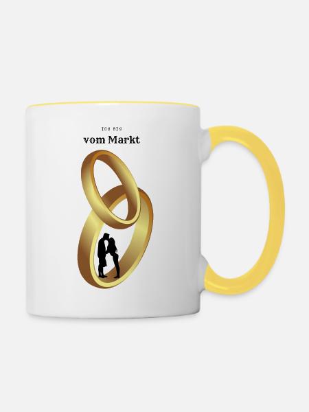 Ich bin vom Markt - Tasse zweifarbig - Weiß/Gelb