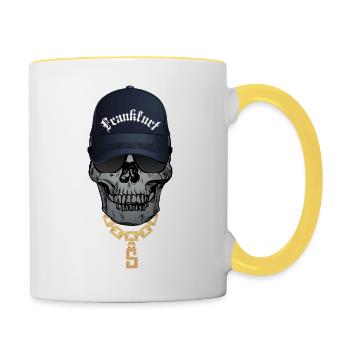 Cool Skull Hip Hop Style Font Frankfurt - Contrasting Mug - white/yellow - Right