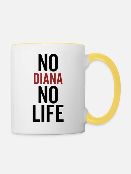 Keine Diana Kein Leben - Tasse zweifarbig - Weiß/Gelb