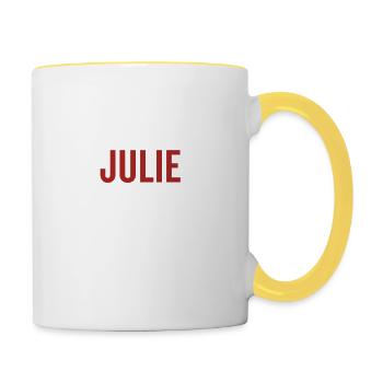 Pas de Julie Pas de vie - Mug contrasté - blanc/jaune - Droite
