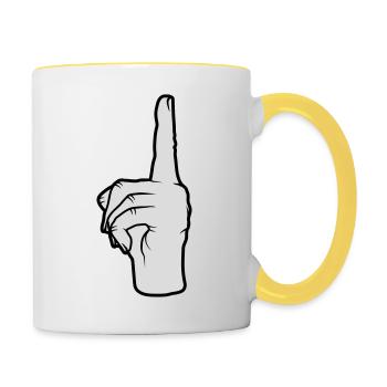 Finger points up - Contrasting Mug - white/yellow - Right