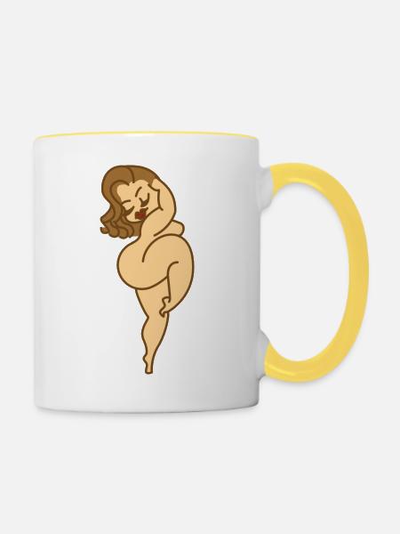 curvy sexy - Tasse zweifarbig - Weiß/Gelb