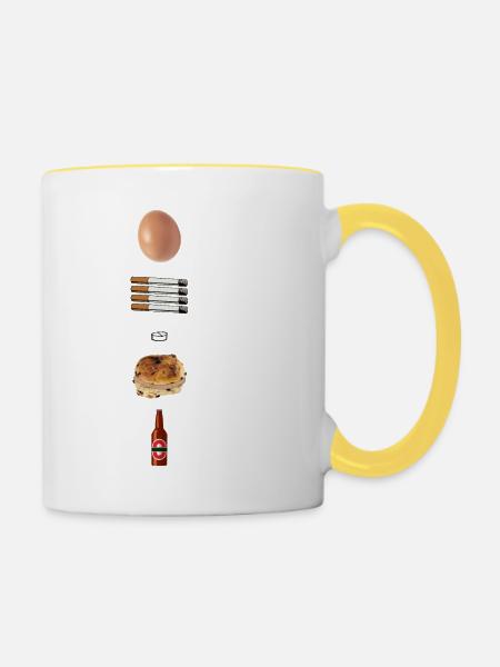 4 Zigaretten - Tasse zweifarbig - Weiß/Gelb