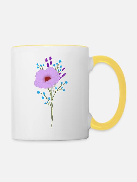 Blumenstrauß - Tasse zweifarbig - Weiß/Gelb