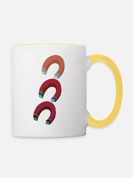 magnet 3fach - Tasse zweifarbig - Weiß/Gelb