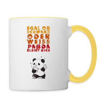 Süßer Anti-Rassismus Panda - Tasse zweifarbig - Weiß/Gelb - Rechts