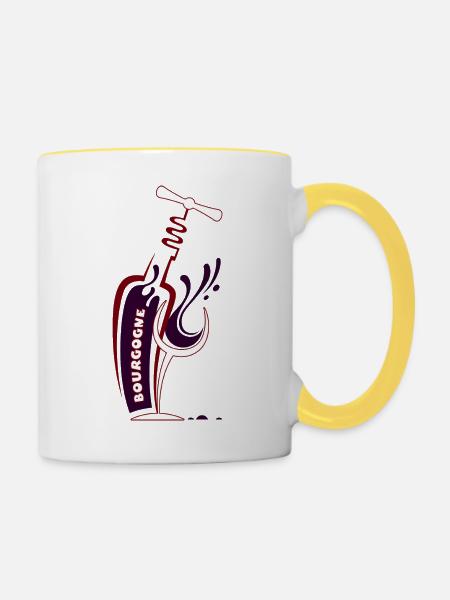 Weinrot - Tasse zweifarbig - Weiß/Gelb