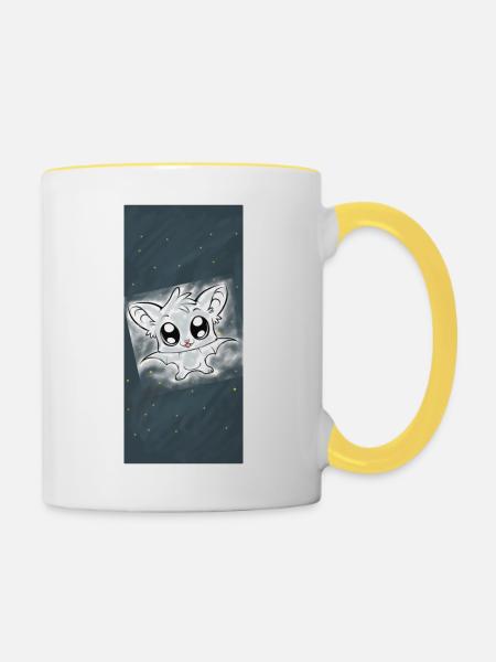 Fledermaus - Tasse zweifarbig - Weiß/Gelb