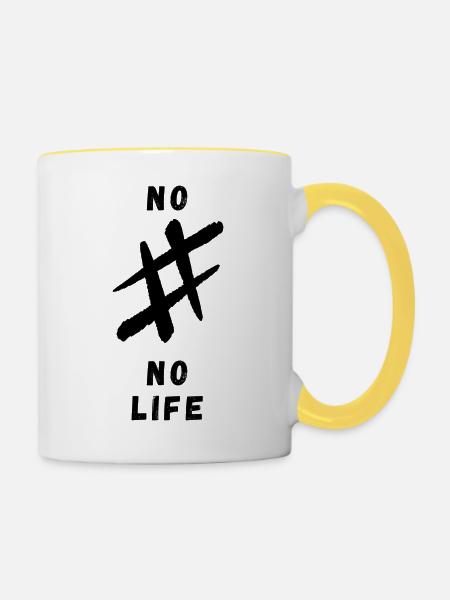 No#NoLife - Tasse zweifarbig - Weiß/Gelb