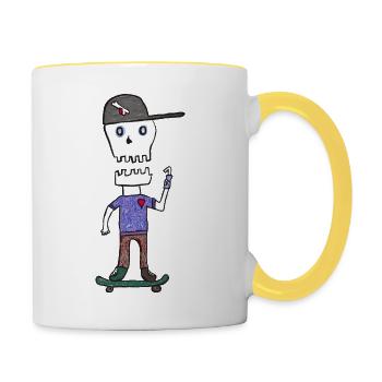 Sk8erBoi SkullHeart - Tasse zweifarbig - Weiß/Gelb - Rechts