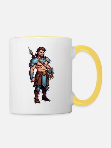 Griechischer Krieger - Tasse zweifarbig - Weiß/Gelb