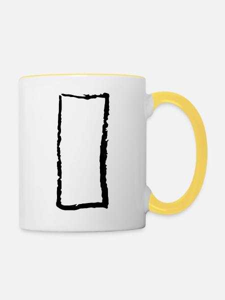 Rechteck - Tasse zweifarbig - Weiß/Gelb