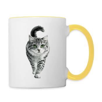 Amerikanische Locken - Tasse zweifarbig - Weiß/Gelb - Rechts