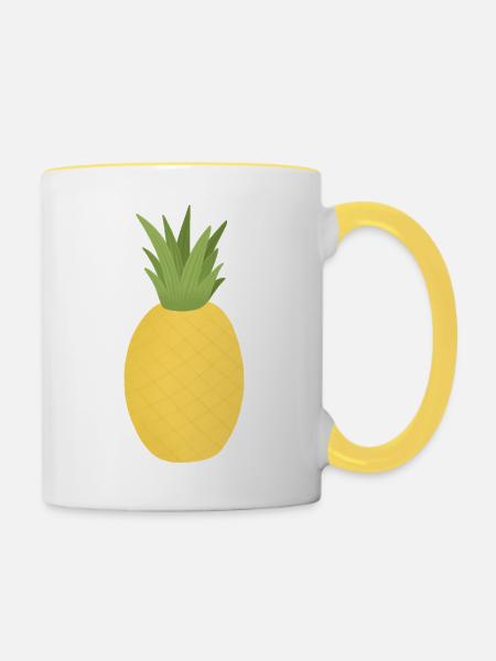 Ananas - Tasse zweifarbig - Weiß/Gelb