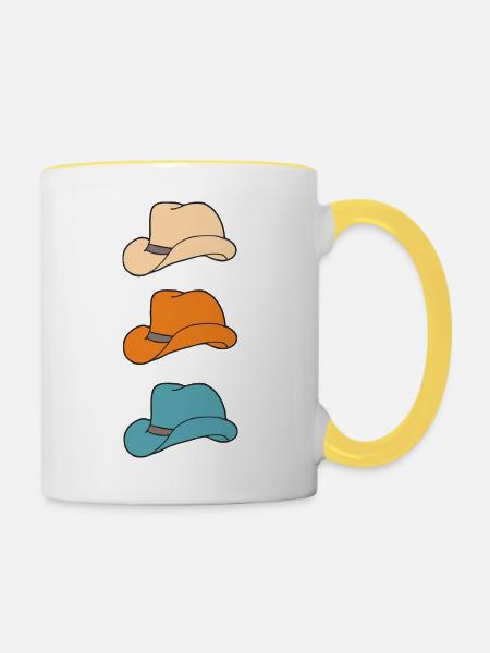 drei hüte - Tasse zweifarbig - Weiß/Gelb