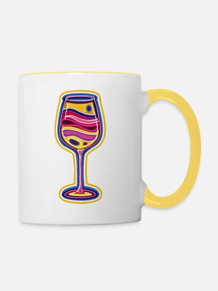 Weinglas Bunt Wein - Tasse zweifarbig - Weiß/Gelb