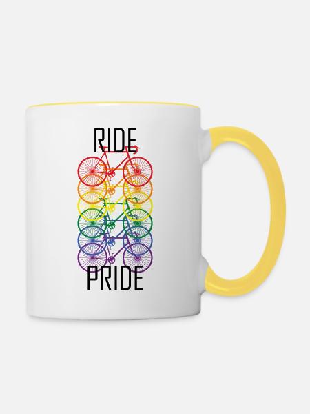 PRIDE Fahrrad Design - Tasse zweifarbig - Weiß/Gelb