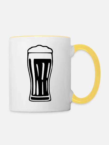 Glas Bier Bierglas Geschenk Biertrinker  - Tasse zweifarbig - Weiß/Gelb