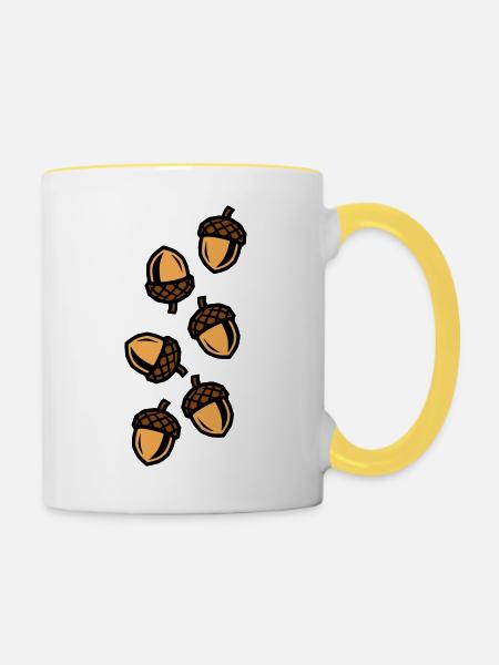 Eichel Herbst - Tasse zweifarbig - Weiß/Gelb
