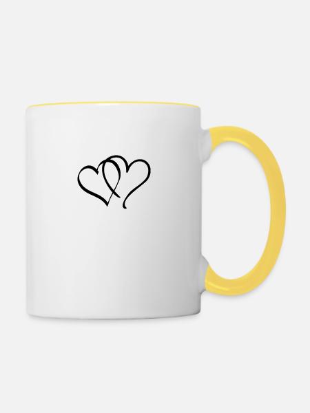 Herzen - Tasse zweifarbig - Weiß/Gelb