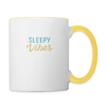 Sleepy Vibes Only - Tasse zweifarbig - Weiß/Gelb - Rechts