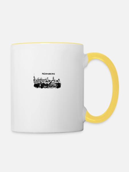 Nürnberg Panorama - Tasse zweifarbig - Weiß/Gelb